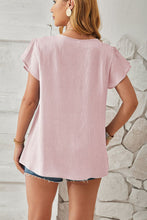 Load image into Gallery viewer, Ruched V-Neck Flounce Sleeve Blouse