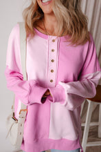 Load image into Gallery viewer, Color Block Half Button Long Sleeve Sweatshirt