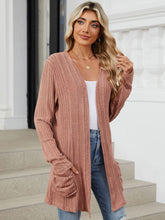 Load image into Gallery viewer, Pocketed Open Front Long Sleeve Cardigan