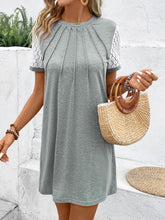 Load image into Gallery viewer, Lace Detail Round Neck Short Sleeve Mini Dress