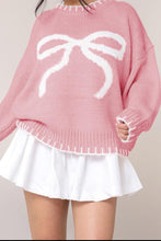 Load image into Gallery viewer, Bow Graphic Round Neck Long Sleeve Sweater