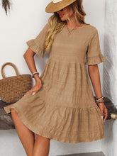 Load image into Gallery viewer, Mandy Ruffled Ruched Round Neck Half Sleeve Dress