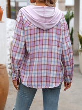Load image into Gallery viewer, Plaid Long Sleeve Hooded Jacket