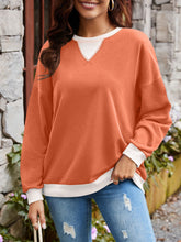 Load image into Gallery viewer, Contrast Round Neck Long Sleeve Sweatshirt