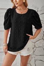 Load image into Gallery viewer, Swiss Dot Round Neck Short Sleeve Blouse
