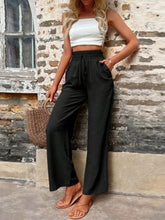 Load image into Gallery viewer, Tied High Waist Wide Leg Pants with Pockets