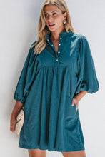 Load image into Gallery viewer, Corduroy Quarter Snap Three-Quarter Sleeve Dress