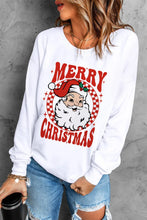 Load image into Gallery viewer, Santa Graphic Round Neck Long Sleeve Sweatshirt