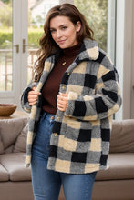Load image into Gallery viewer, Plus Size Plaid Button Up Long Sleeve Coat