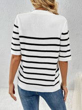 Load image into Gallery viewer, Striped Round Neck Half Sleeve Knit Top