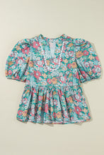 Load image into Gallery viewer, Printed Notched Short Sleeve Blouse