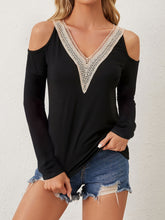 Load image into Gallery viewer, V-Neck Cold Shoulder Long Sleeve T-Shirt