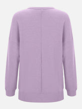 Load image into Gallery viewer, Side Slit Round Neck Long Sleeve T-Shirt