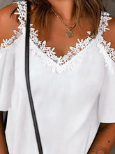 Load image into Gallery viewer, Lace Detail V-Neck Half Sleeve Blouse