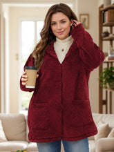 Load image into Gallery viewer, Plus Size Zip Up Long Sleeve Hooded Outerwear