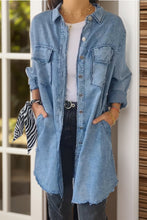 Load image into Gallery viewer, Full Size Pocketed Button Up Long Sleeve Denim Jacket