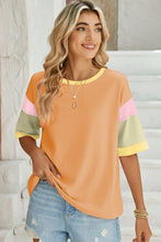 Load image into Gallery viewer, Lovelet Color Block Round Neck Half Sleeve T-Shirt
