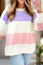 Load image into Gallery viewer, Color Block Round Neck Long Sleeve Sweatshirt