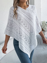 Load image into Gallery viewer, Cable-Knit Openwork Three-Quarter Sleeve Sweater