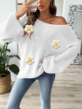 Load image into Gallery viewer, Flower Round Neck Long Sleeve Sweater