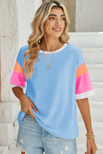 Load image into Gallery viewer, Lovelet Color Block Round Neck Half Sleeve T-Shirt