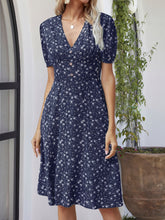Load image into Gallery viewer, Printed V-Neck Short Sleeve Dress