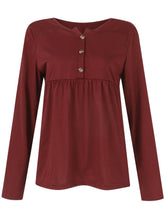 Load image into Gallery viewer, Half Button Long Sleeve T-Shirt
