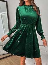 Load image into Gallery viewer, Glitter Mock Neck Long Sleeve Mini Dress