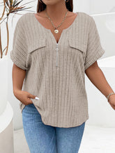 Load image into Gallery viewer, Plus Size Half Zip Short Sleeve T-Shirt