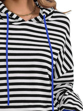Load image into Gallery viewer, Drawstring Striped Long Sleeve Hoodie