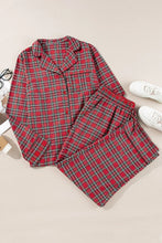 Load image into Gallery viewer, Plus Size Plaid Collared Neck Top and Pants Lounge Set