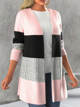 Load image into Gallery viewer, Color Block Open Front Long Sleeve Cardigan
