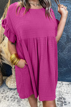 Load image into Gallery viewer, Round Neck Flounce Sleeve Mini Dress