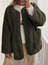 Load image into Gallery viewer, Contrast Button Up Sherpa Jacket with Pockets