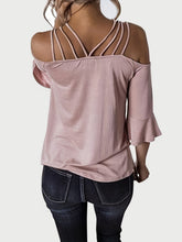 Load image into Gallery viewer, Full Size Cold Shoulder Three-Quarter Sleeve Blouse
