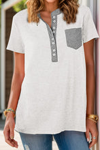 Load image into Gallery viewer, Full Size Half Button Short Sleeve T-Shirt