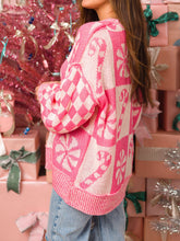 Load image into Gallery viewer, Candy Cane Round Neck Long Sleeve Sweater