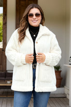 Load image into Gallery viewer, Plus Size Collared Neck Button Down Fuzzy Outerwear
