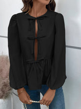 Load image into Gallery viewer, Ivy Lane Peplum Tied Long Sleeve Blouse