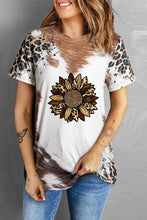 Load image into Gallery viewer, Sunflower Graphic Round Neck Short Sleeve T-Shirt