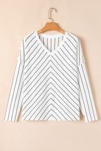 Load image into Gallery viewer, Striped V-Neck Long Sleeve Blouse