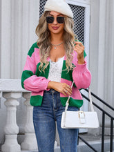 Load image into Gallery viewer, Striped Open Front Dropped Shoulder Cardigan