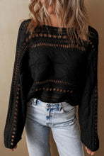 Load image into Gallery viewer, Cable-Knit Openwork Long Sleeve Sweater