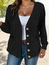 Load image into Gallery viewer, Full Size Button Up V-Neck Long Sleeve Cardigan