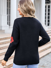 Load image into Gallery viewer, Flower V-Neck Long Sleeve Sweater
