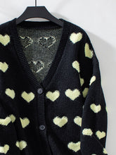 Load image into Gallery viewer, Heart V-Neck Button Up Long Sleeve Cardigan