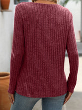 Load image into Gallery viewer, Ribbed V-Neck Long Sleeve T-Shirt