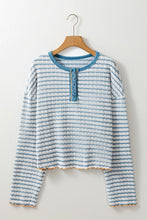 Load image into Gallery viewer, Striped Round Neck Dropped Shoulder Long Sleeve Top