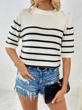 Load image into Gallery viewer, Striped Round Neck Half Sleeve Knit Top