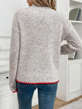 Load image into Gallery viewer, Perfee Contrast Heart Round Neck Long Sleeve Sweater